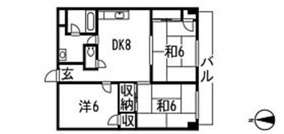 ブランシェ牛田(3DK/5階)の間取り写真