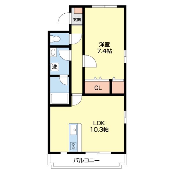 ノアズアークI(1LDK/2階)の間取り写真