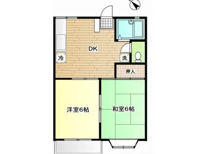 ヒルサイドI(2DK/2階)の間取り写真