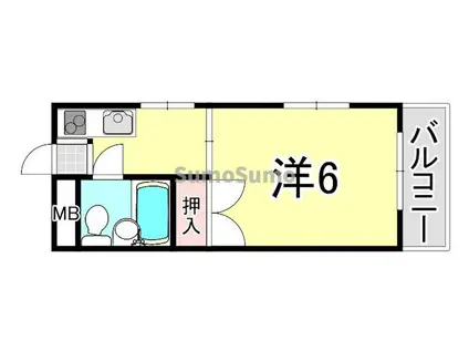 木谷ハイツ(1K/2階)の間取り写真