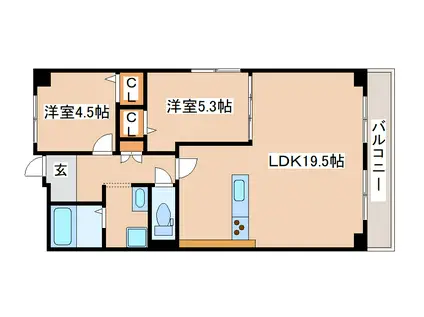 パークヴィラ白川台(2LDK/2階)の間取り写真