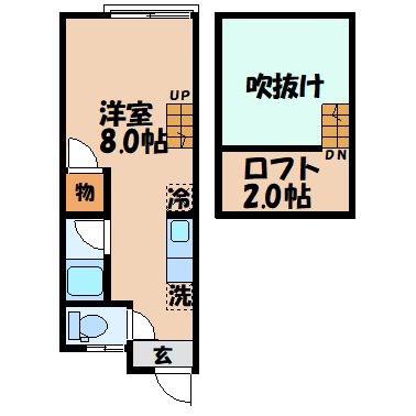 ベルフィーヌ油木(ワンルーム/2階)の間取り写真