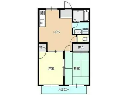 レジデンス中央B(2LDK/1階)の間取り写真