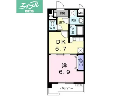 ソレイユ・ルヴァン(1DK/3階)の間取り写真