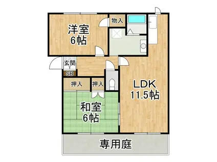 イーストコート壱番館(2LDK/1階)の間取り写真