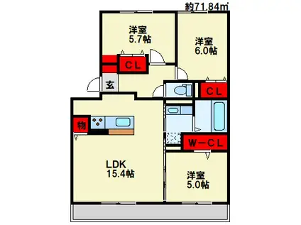 サンヒルズ守恒(3LDK/2階)の間取り写真
