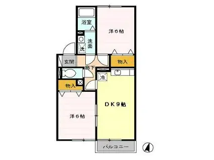 モアリエ(2DK/1階)の間取り写真