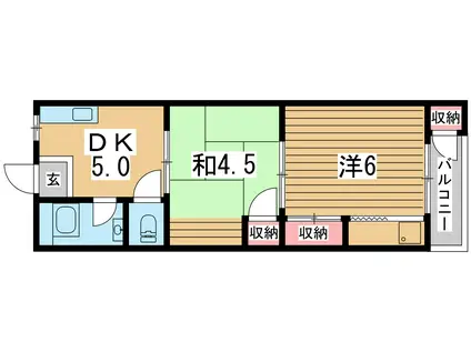 平野マンション(2DK/4階)の間取り写真