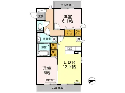 セジュール芹川(2LDK/2階)の間取り写真