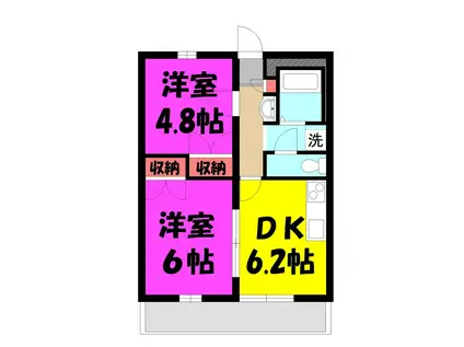 ぽてと2(2DK/2階)の間取り写真