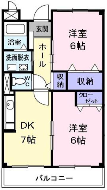 グリーンエクセル(2DK/2階)の間取り写真