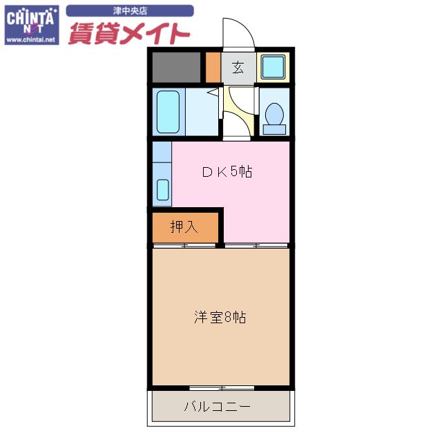 マンション青山(1DK/4階)の間取り写真