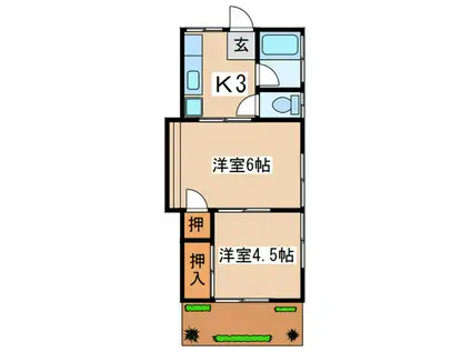 第二なぎさ荘(2K/1階)の間取り写真