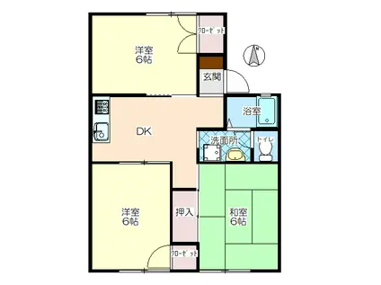 セジュール岡本(3DK/2階)の間取り写真