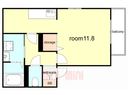 クリスタル氷室(ワンルーム/2階)の間取り写真
