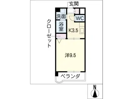 アベニールM(1K/1階)の間取り写真