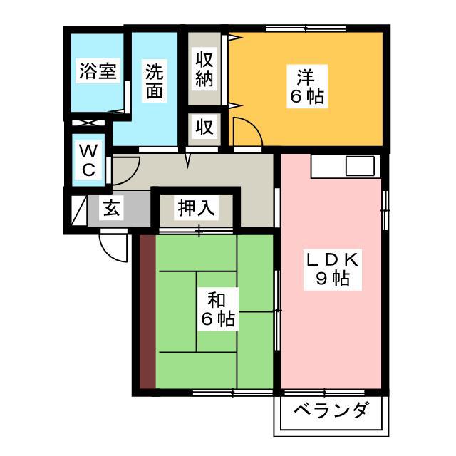 ガーデンコートK A(2DK/2階)の間取り写真