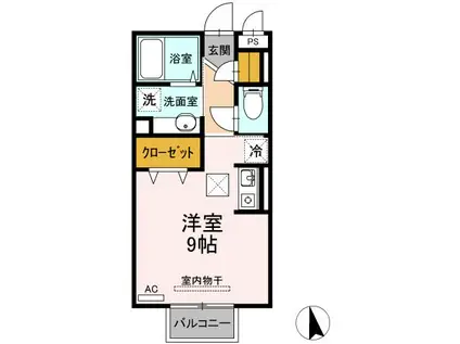 アーバンヒルズII A(ワンルーム/1階)の間取り写真