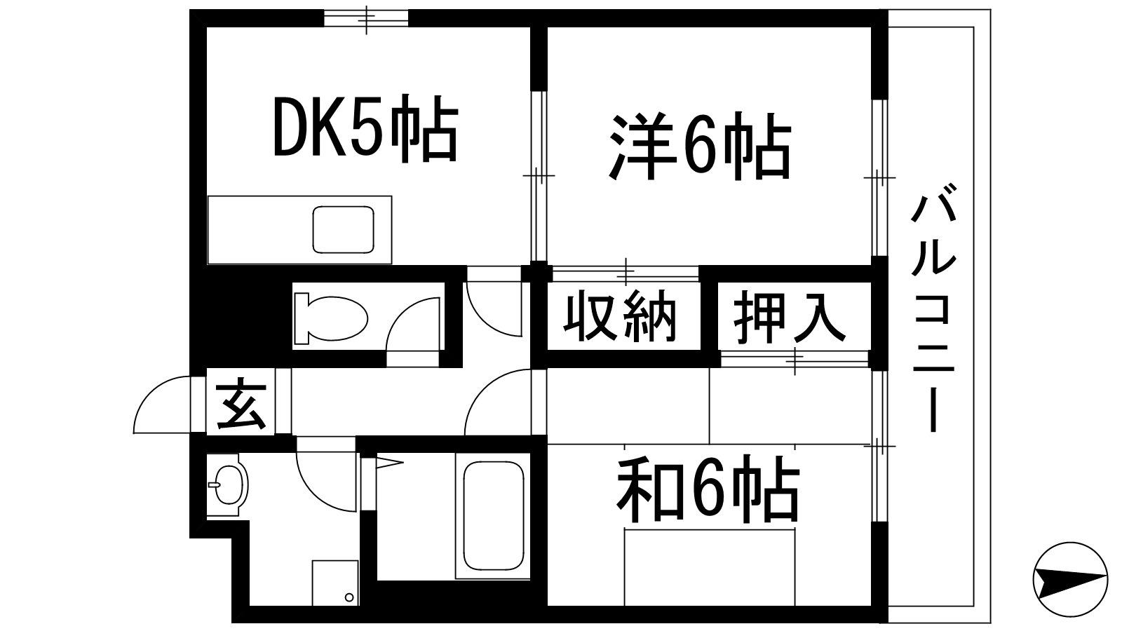 ハイツヤマトⅢ(2DK/2階)の間取り写真
