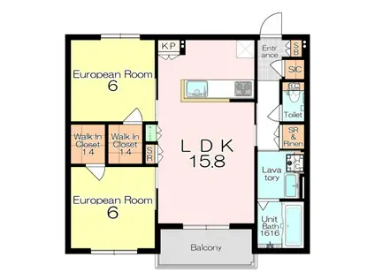 山田1丁目マンション(2LDK/2階)の間取り写真
