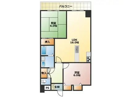 WAJIMA小雑賀マンション(2LDK/6階)の間取り写真