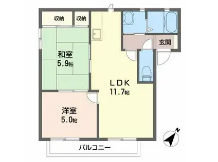 セゾンコート(2LDK/2階)の間取り写真