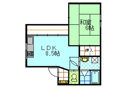 Aビル(1LDK/3階)の間取り写真