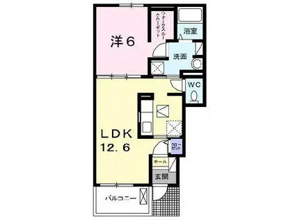 ハピネス フィールド III(1LDK/1階)の間取り写真