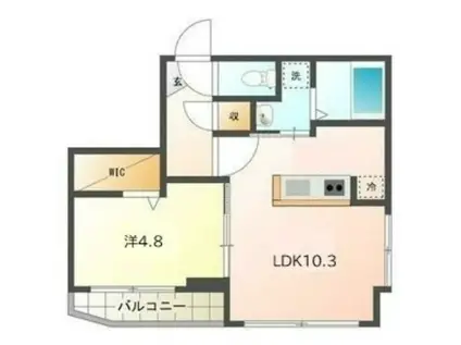 PLAZA緑丘(1LDK/2階)の間取り写真