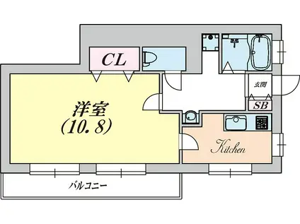 ラムール鈴蘭台南(1K/3階)の間取り写真