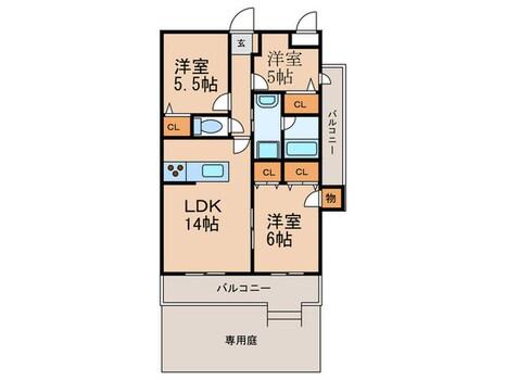 クレールヴィラ(3LDK/4階)の間取り写真