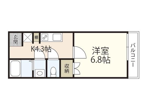 DOMANI INOKUCHI(1K/1階)の間取り写真