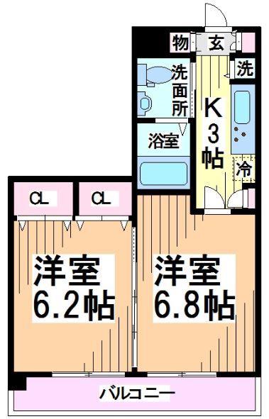 フェニックス吉祥寺アヴァンティーク(2K/2階)の間取り写真