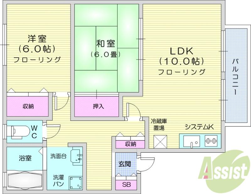 スプリングガーデンB(2LDK/1階)の間取り写真