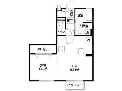 エスポワール文京(1LDK/1階)の間取り写真