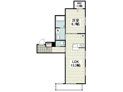 BELL SHOUNAN KATASE(1LDK/2階)の間取り写真