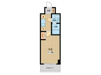 プロスペクト門前仲町(1K/4階)の間取り写真