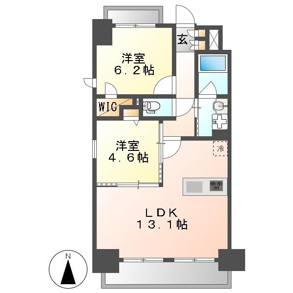 SーRESIDENCE亀島駅前BLAZE(2LDK/3階)の間取り写真