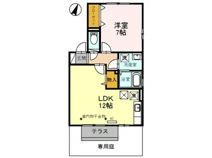 グレイスフルスクエア C(1LDK/1階)の間取り写真