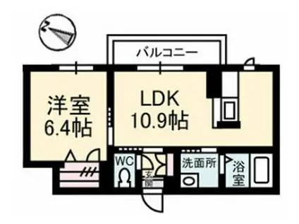 べレオ海岸通(1LDK/3階)の間取り写真