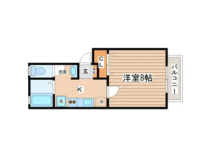 パストラーレ八乙女(1K/1階)の間取り写真
