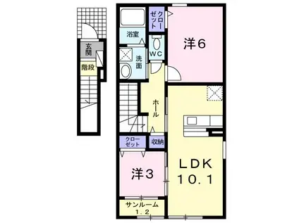キャッスル ビューI(2LDK/2階)の間取り写真