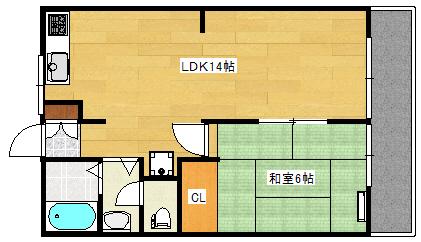 アビタシオン庚午 B棟(1LDK/1階)の間取り写真