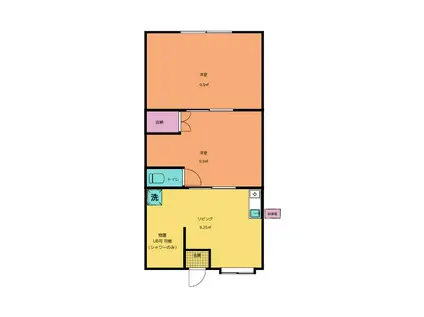 TKハウスII(2K/1階)の間取り写真