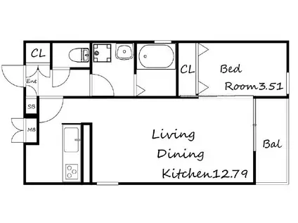 ブロンテ相生(1LDK/2階)の間取り写真
