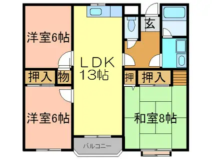 第1モンセリバア(3LDK/2階)の間取り写真