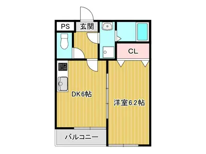 サンアーク北野田(1DK/1階)の間取り写真