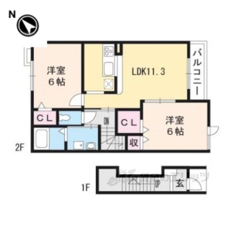 エトワール・フィラント(2LDK/2階)の間取り写真