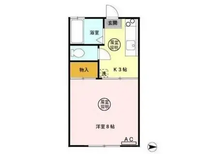 パセオプラシード参番館(1K/1階)の間取り写真