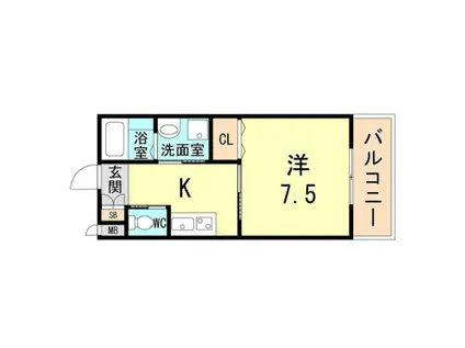 コーム須磨(1K/2階)の間取り写真